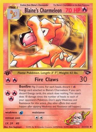 'Pokemon - 'Blaine's Charmeleon 031/132  - 1st Edition Gym Challenge - Uncommon