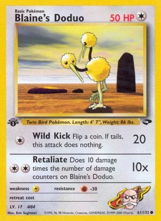 'Pokemon - 'Blaine's Doduo 061/132  - Unlimited Gym Challenge - Common