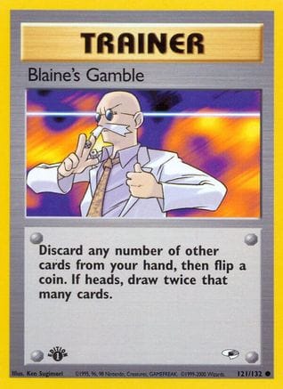 'Pokemon - 'Blaine's Gamble 121/132  - 1st Edition Gym Heroes - Common