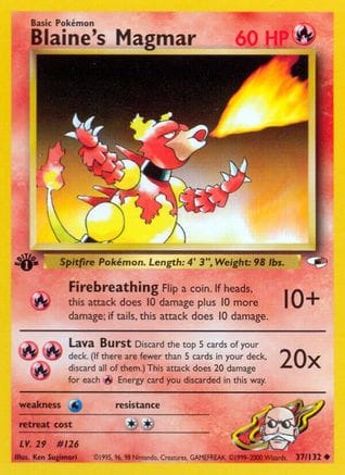 'Pokemon - 'Blaine's Magmar 037/132  - Unlimited Gym Heroes - Uncommon