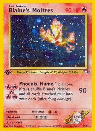 'Pokemon - 'Blaine's Moltres 001/132  - 1st Edition Holofoil Gym Heroes - Holo Rare