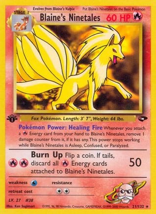 'Pokemon - 'Blaine's Ninetales 021/132  - 1st Edition Gym Challenge - Rare