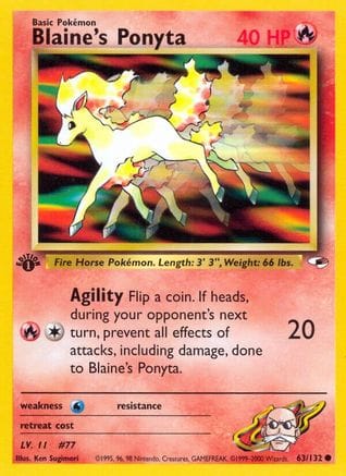 'Pokemon - 'Blaine's Ponyta 063/132  - Unlimited Gym Heroes - Common