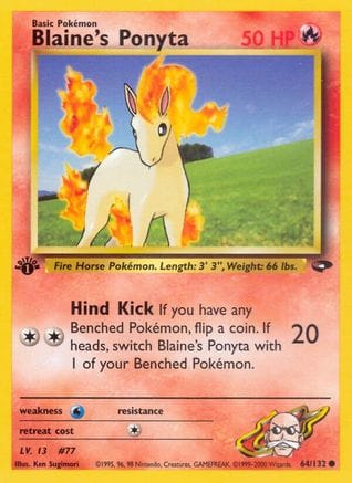 'Pokemon - 'Blaine's Ponyta 064/132  - Unlimited Gym Challenge - Common