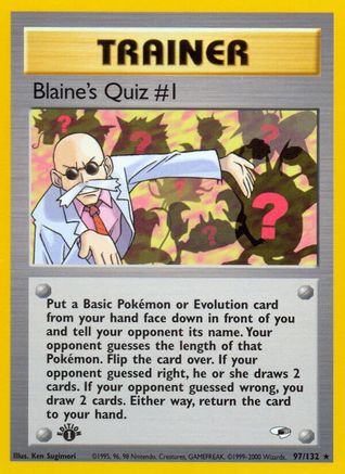 'Pokemon - 'Blaine's Quiz #1 097/132  - Unlimited Gym Heroes - Rare
