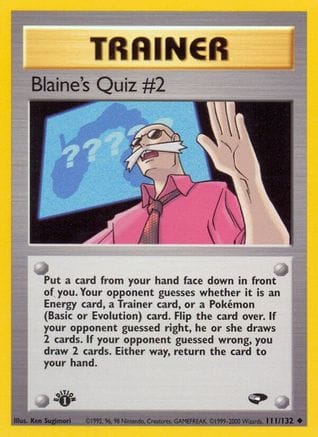 'Pokemon - 'Blaine's Quiz #2 111/132  - 1st Edition Gym Challenge - Uncommon
