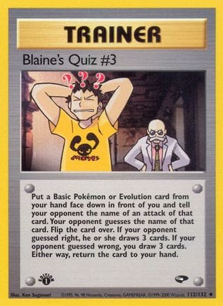 'Pokemon - 'Blaine's Quiz #3 112/132  - 1st Edition Gym Challenge - Uncommon