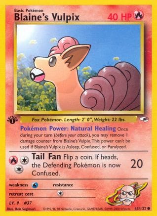 'Pokemon - 'Blaine's Vulpix 065/132  - Unlimited Gym Heroes - Common