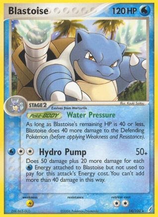 'Pokemon - 'Blastoise 014/100  - Reverse Holofoil Crystal Guardians - Rare
