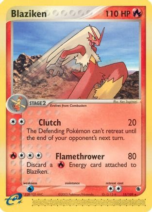 'Pokemon - 'Blaziken 015/109  - Reverse Holofoil Ruby and Sapphire - Rare