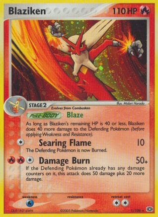 'Pokemon - 'Blaziken 001  - Reverse Holofoil Emerald - Holo Rare