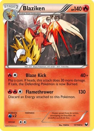 'Pokemon - 'Blaziken 017  - Reverse Holofoil Dark Explorers - Holo Rare