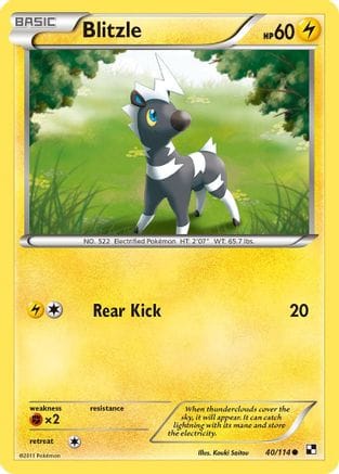 'Pokemon - 'Blitzle (40) 040  - Reverse Holofoil Black and White - Common