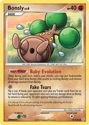 'Pokemon - 'Bonsly 071/130  - Reverse Holofoil Diamond and Pearl - Common