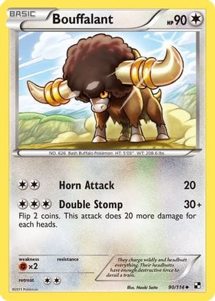 'Pokemon - 'Bouffalant (90) 090  - Reverse Holofoil Black and White - Uncommon