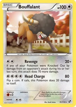 'Pokemon - 'Bouffalant (91) 091  Black and White - Rare