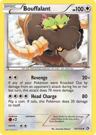 'Pokemon - 'Bouffalant 107/113  - Reverse Holofoil Legendary Treasures - Uncommon