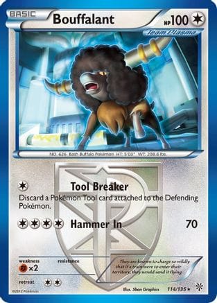 'Pokemon - 'Bouffalant (Team Plasma) 114  - Reverse Holofoil Plasma Storm - Rare