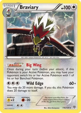 'Pokemon - 'Braviary 116  Plasma Storm - Rare