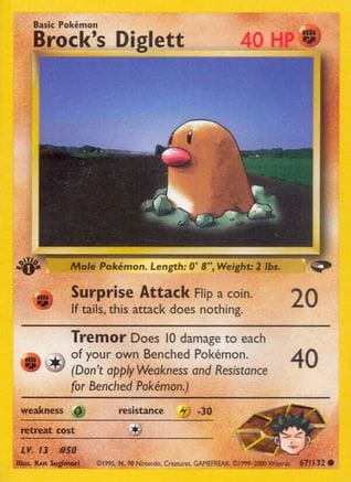 'Pokemon - 'Brock's Diglett 067/132  - Unlimited Gym Challenge - Common