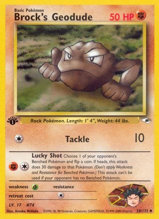 'Pokemon - 'Brock's Geodude (38) 038/132  - 1st Edition Gym Heroes - Uncommon