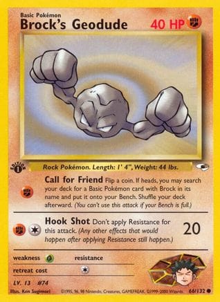 'Pokemon - 'Brock's Geodude (66) 066/132  - 1st Edition Gym Heroes - Common