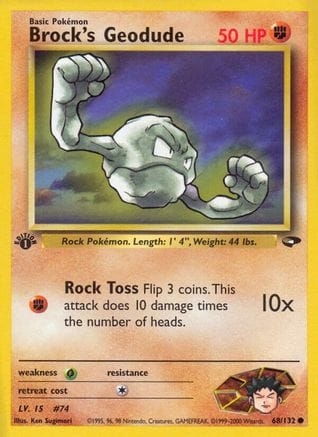 'Pokemon - 'Brock's Geodude 068/132  - Unlimited Gym Challenge - Common