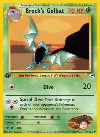 'Pokemon - 'Brock's Golbat 039/132  - Unlimited Gym Heroes - Uncommon