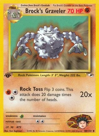 'Pokemon - 'Brock's Graveler 040/132  - Unlimited Gym Heroes - Uncommon