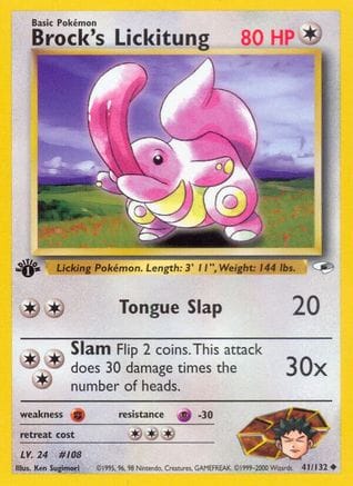 'Pokemon - 'Brock's Lickitung 041/132  - Unlimited Gym Heroes - Uncommon