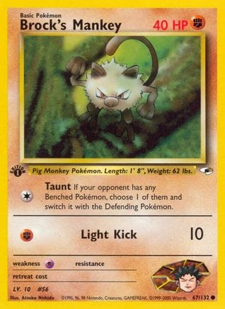 'Pokemon - 'Brock's Mankey (67) 067/132  - Unlimited Gym Heroes - Common