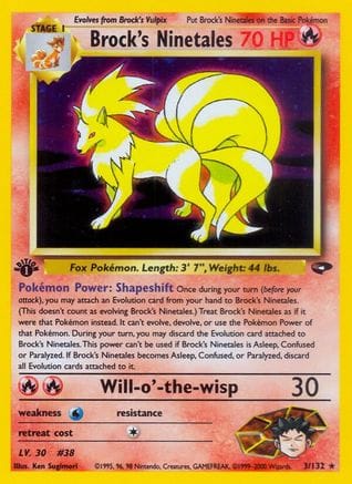 'Pokemon - 'Brock's Ninetales 003/132  - 1st Edition Holofoil Gym Challenge - Holo Rare