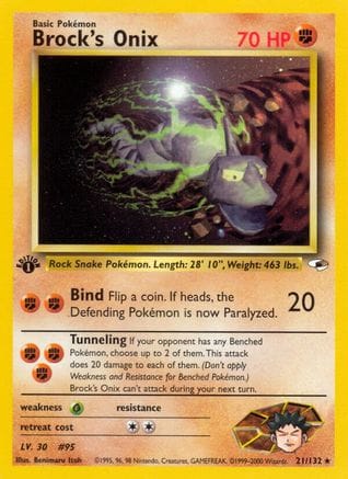 'Pokemon - 'Brock's Onix (21) 021/132  - 1st Edition Gym Heroes - Rare