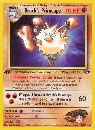 'Pokemon - 'Brock's Primeape 035/132  - 1st Edition Gym Challenge - Uncommon