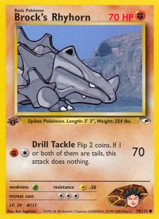 'Pokemon - 'Brock's Rhyhorn (70) 070/132  - 1st Edition Gym Heroes - Common