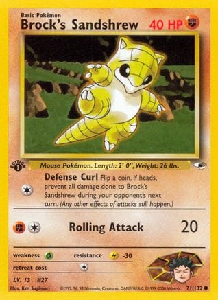 'Pokemon - 'Brock's Sandshrew (71) 071/132  - 1st Edition Gym Heroes - Common