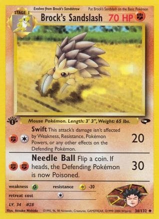 'Pokemon - 'Brock's Sandslash 036/132  - Unlimited Gym Challenge - Uncommon