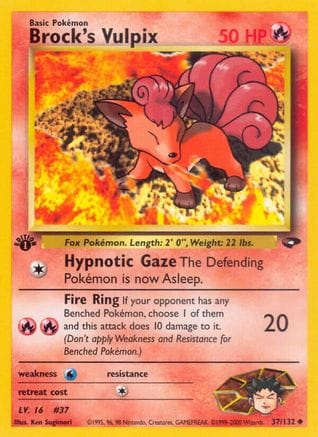 'Pokemon - 'Brock's Vulpix 037/132  - 1st Edition Gym Challenge - Uncommon