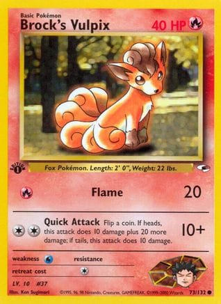 'Pokemon - 'Brock's Vulpix 073/132  - 1st Edition Gym Heroes - Common