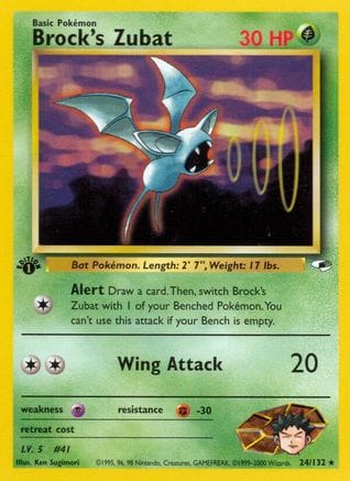 'Pokemon - 'Brock's Zubat (24) 024/132  - Unlimited Gym Heroes - Rare