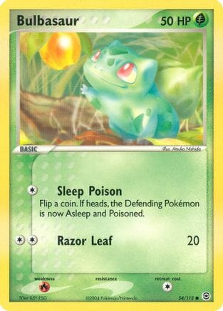 'Pokemon - 'Bulbasaur 054/112  - Reverse Holofoil FireRed & LeafGreen - Common