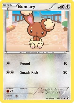 'Pokemon - 'Buneary 116  - Reverse Holofoil Boundaries Crossed - Common