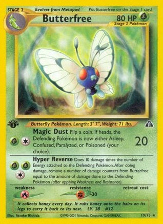 'Pokemon - 'Butterfree 019/75  - 1st Edition Neo Discovery - Rare