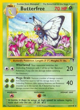 'Pokemon - 'Butterfree 021  - Reverse Holofoil Legendary Collection - Rare