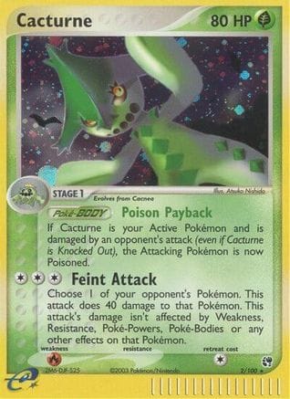 'Pokemon - 'Cacturne 002  - Reverse Holofoil Sandstorm - Holo Rare