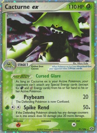 'Pokemon - 'Cacturne ex 091  - Holofoil Emerald - Ultra Rare