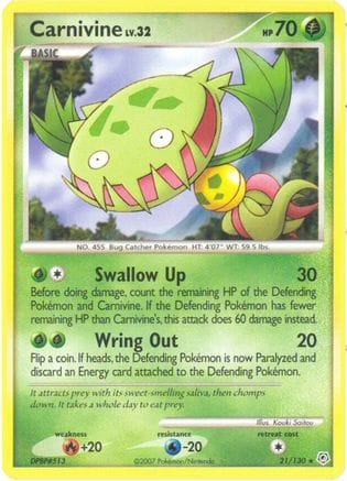 'Pokemon - 'Carnivine 021  - Reverse Holofoil Diamond and Pearl - Rare