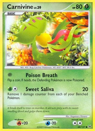 'Pokemon - 'Carnivine (68) 068  - Reverse Holofoil Platinum - Common