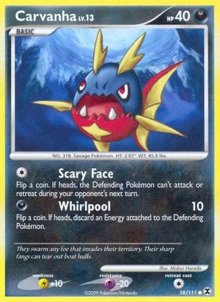 'Pokemon - 'Carvanha 058  - Reverse Holofoil Rising Rivals - Common