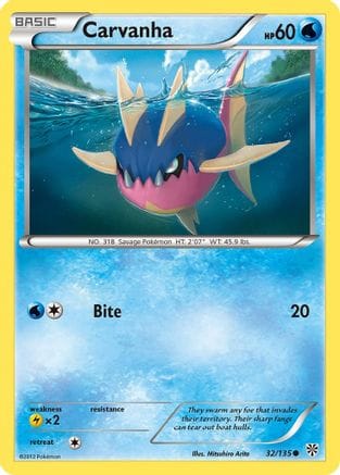 'Pokemon - 'Carvanha 032  - Reverse Holofoil Plasma Storm - Common